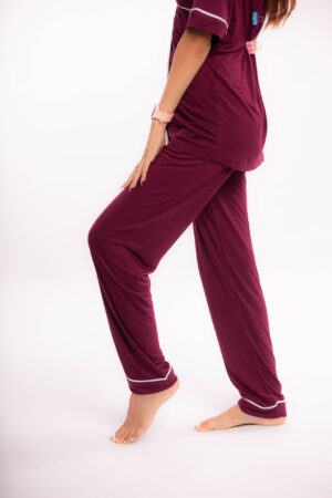 Pyjama Aphrodite Deux pièces rouge foncé en cotton