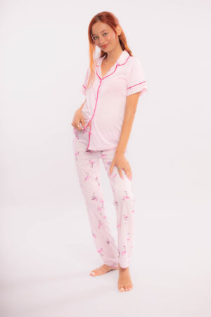Pyjama Manuella Deux pièces Rose pâle avec motifs en cotton