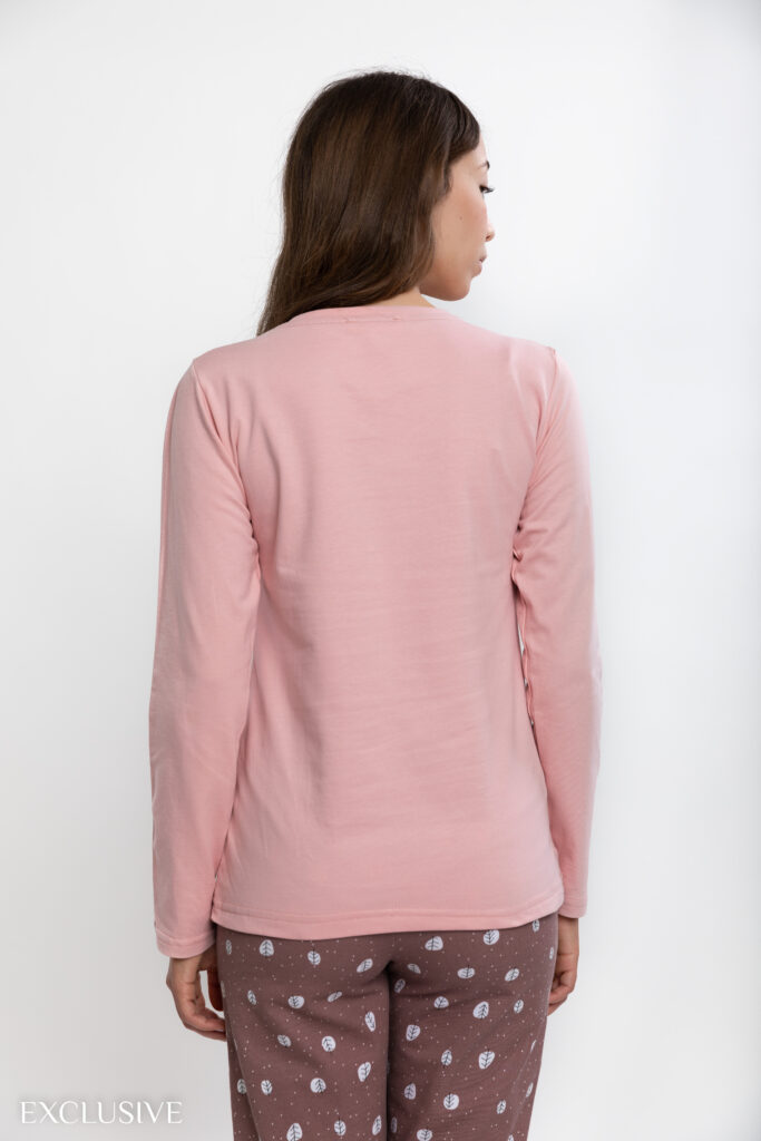 Bresdk Pyjama Allaitement Maternité Hiver – Coton Manches Longues 2 Pièces, Taille Élastique Boutons, Chaud & Confort Grossesse