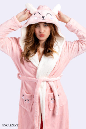 Robe de Chambre Charline: Robe de Chambre polaire rose longue