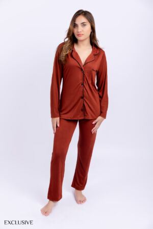 Pyjama Aline: Deux pièces en cotton marron