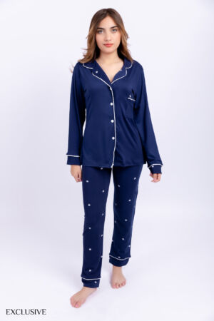 Pyjama Angeline: Deux pièces en cotton avec motif étoiles