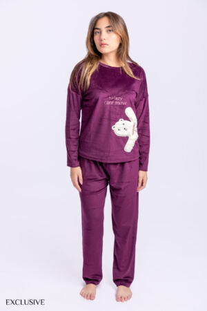 Pyjama Lydia: Deux pièces en velours mauve