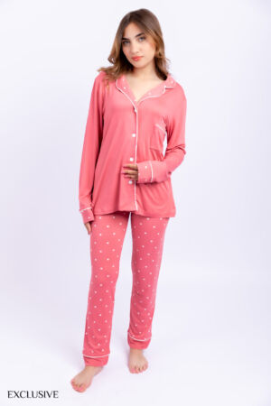 Pyjama Marilyn: Deux pièces en cotton rose