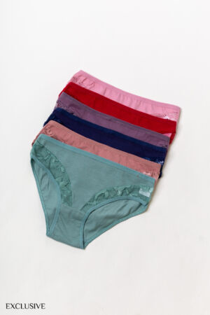 Pack 6 Slips : Culotte Cécile en Coton avec Dentelle
