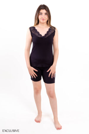 Ensemble Scarlette Pyjama: Débardeur Dentelle & Short Coton - Été