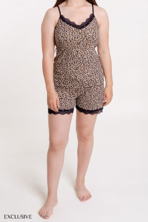 Ensemble Pyjama Caraco Tigre: Caraco Dentelle & Short Lycra - XL