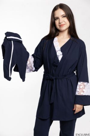 Ensemble Maternité Maman & Bébé Garçon : Déshabillé, Pull, Pantalon, Grenouillère