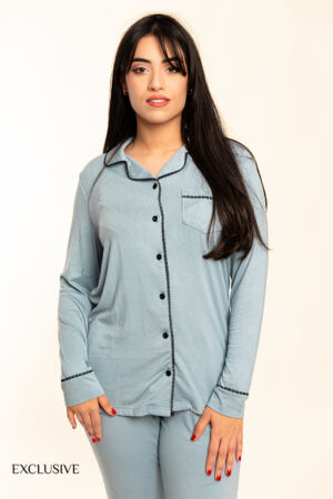 Ensemble 2 Pièces de Pyjama Colette en Coton Bleu Ciel