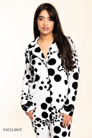 Ensemble Pyjama Colette Bubble Noir Coton Viscose avec Dentelle