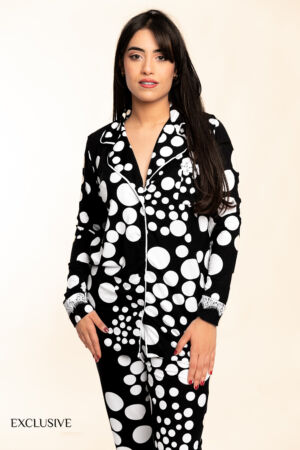 Ensemble Pyjama Colette Bubble Blanc Coton Viscose avec Dentelle