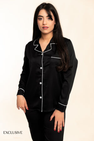 Ensemble 2 Pièces de Pyjama Colette en Satin Noir