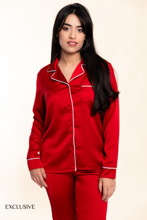 Ensemble 2 Pièces de Pyjama Colette en Satin Rouge