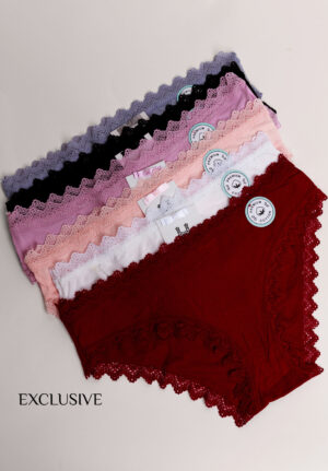 Pack de 6 Culottes en Coton et Dentelle