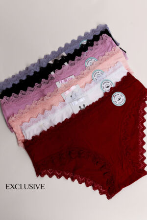 Pack de 6 Culottes en Coton et Dentelle