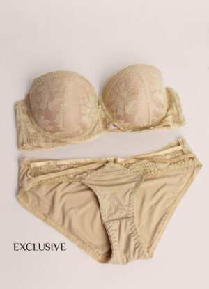 Goloire : Ensemble Lingerie Féminine Bleu Saphir détails dentelle