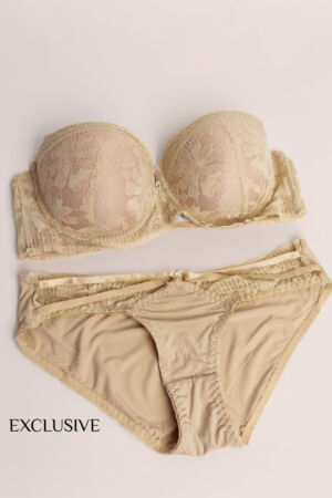 Goloire : Ensemble Lingerie Féminine Bleu Saphir détails dentelle