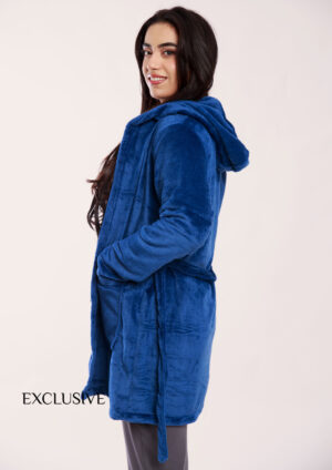 Robe de Chambre Femme En Polaire Bleu