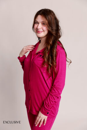 Ensemble Pyjama Colette Coton Rose : Chemise et Pantalon Coton & Confort