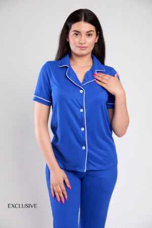 Pyjama Colette Pantalon Coton Bleu Azur