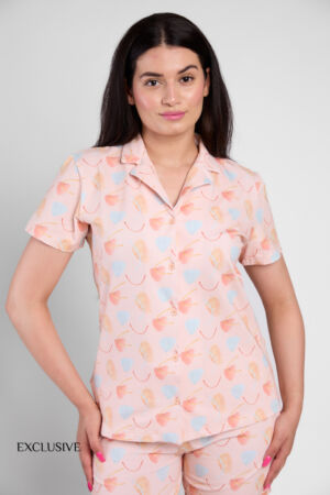 Pyjama Colette Coton Short Saumon Avec motif Coeur