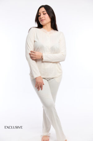 Pyjama Chemise Femme Colette Coton Blanc Avec Dentelle