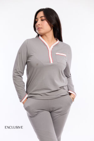 Pyjama Chemise Femme Colette Coton Gris