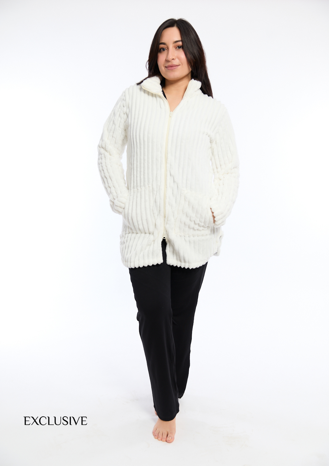 Robe de Chambre Femme En Polaire Blanche39