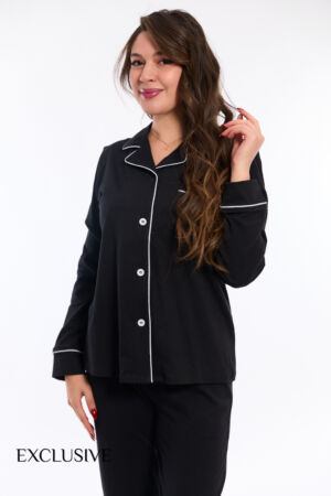 Pyjama Chemise Femme Colette 100 % Coton Noir