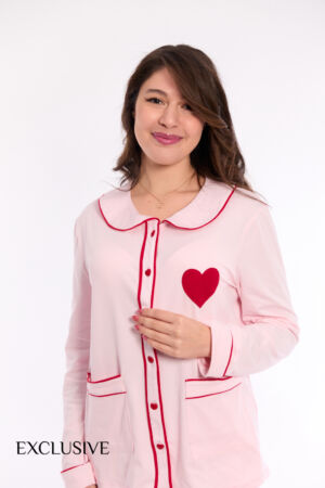 Pyjama Saint-Valentin femme Colette 100 % Coton à motif cœurs