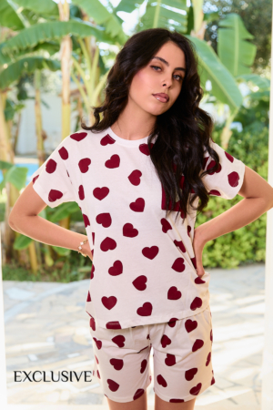 Pyjama Short Coeur Blanc