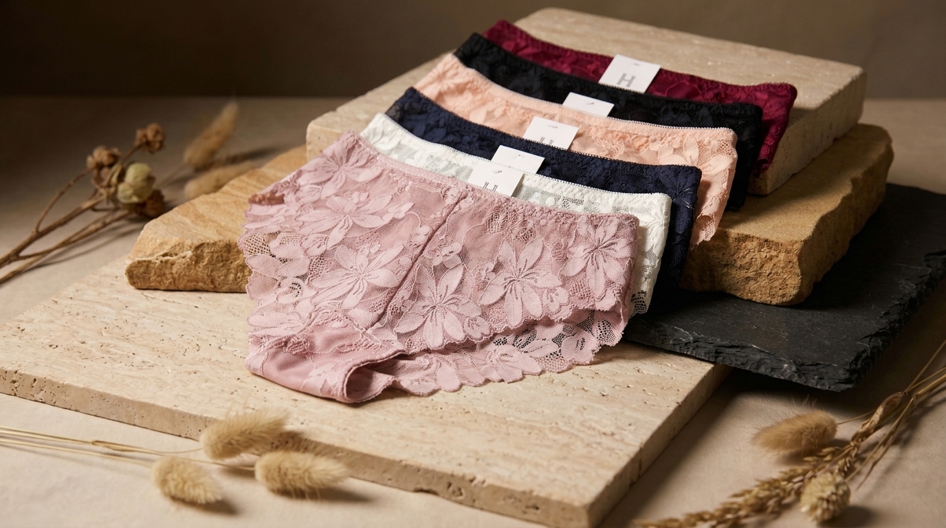 Culotte en Dentelle Florale Transparente & Finitions Échancrées